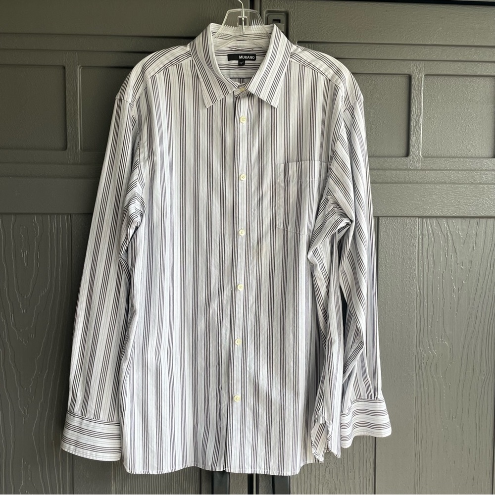 Men’s Murano Dress Shirt VGUC Black white stripe Large